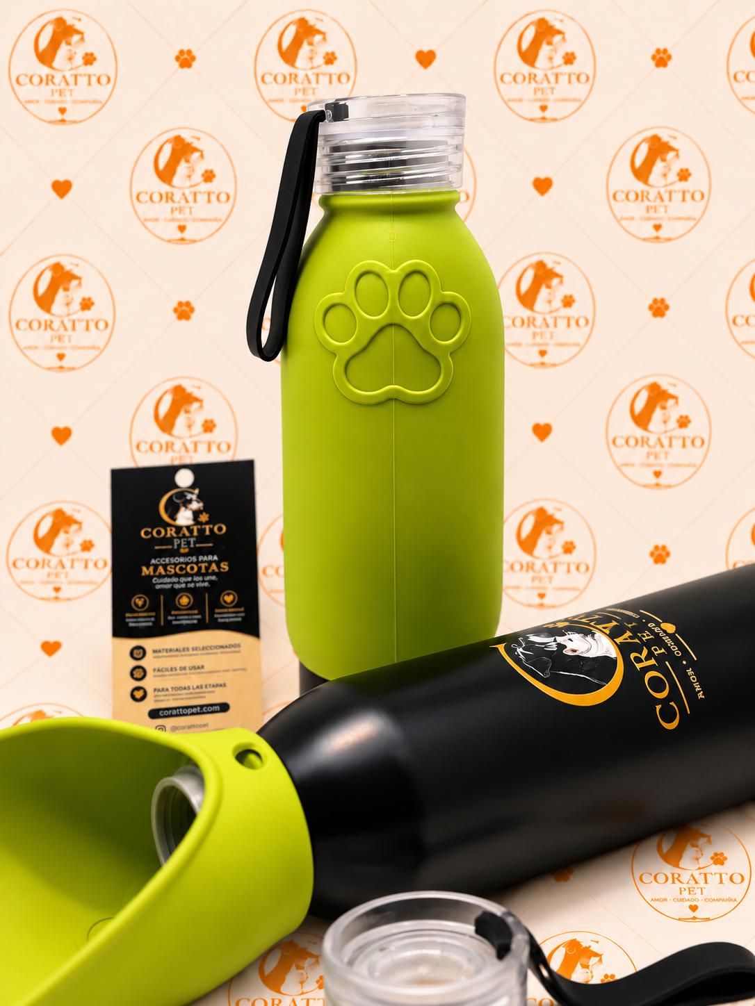 CONJUNTO ADAPTADOR PLEGABLE DE SILICONA PARA BOTELLA + BOTELLA HAN CON ESTAMPADO 600 ml