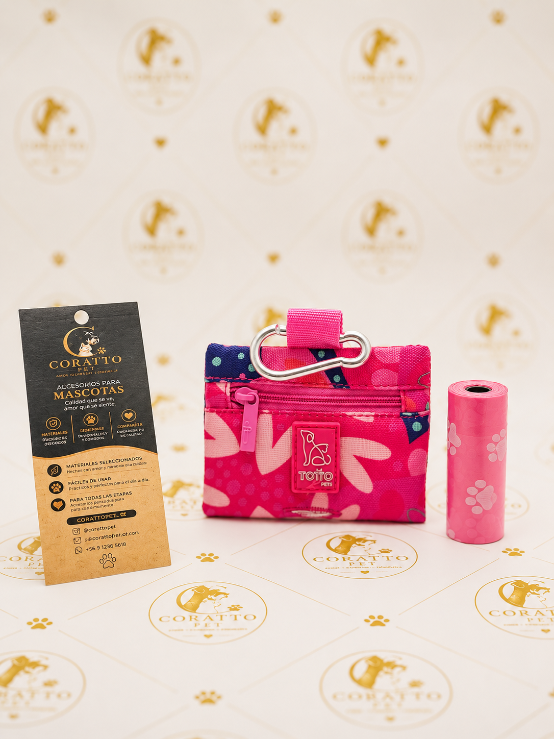 DISPENSADOR DE BOLSAS DE BASURA COLOR ROSADO MARCA TOTTO 2 VARIEDADES