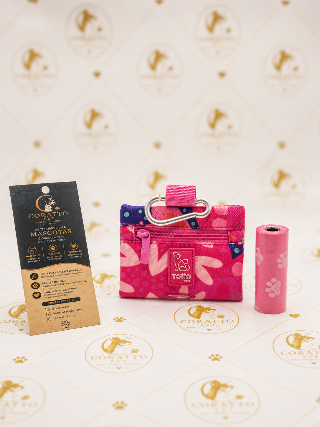 DISPENSADOR DE BOLSAS DE BASURA COLOR ROSADO MARCA TOTTO 2 VARIEDADES