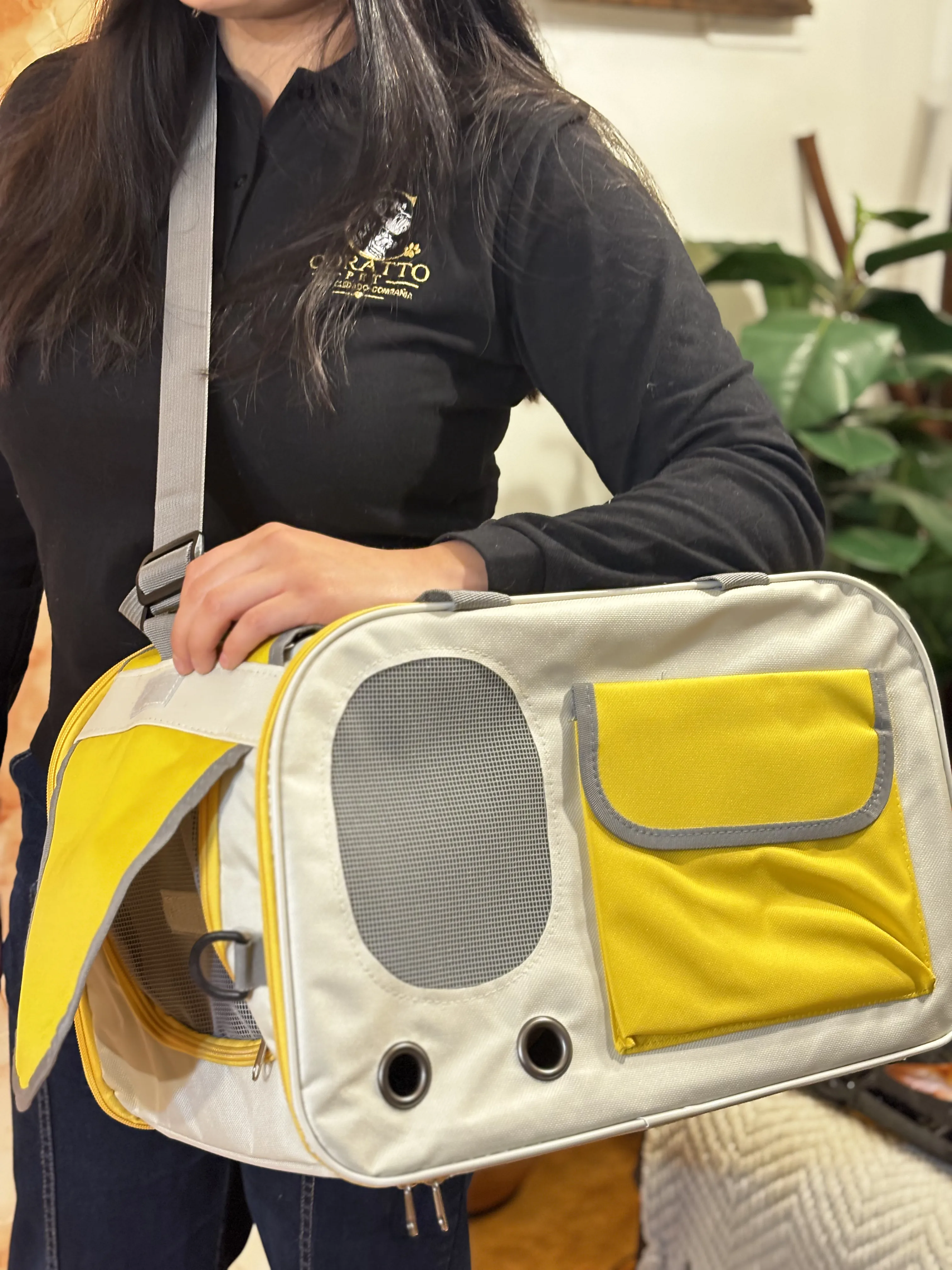 TRANSPORTIN PORTATIL PARA GATOS COLOR AMARILLO