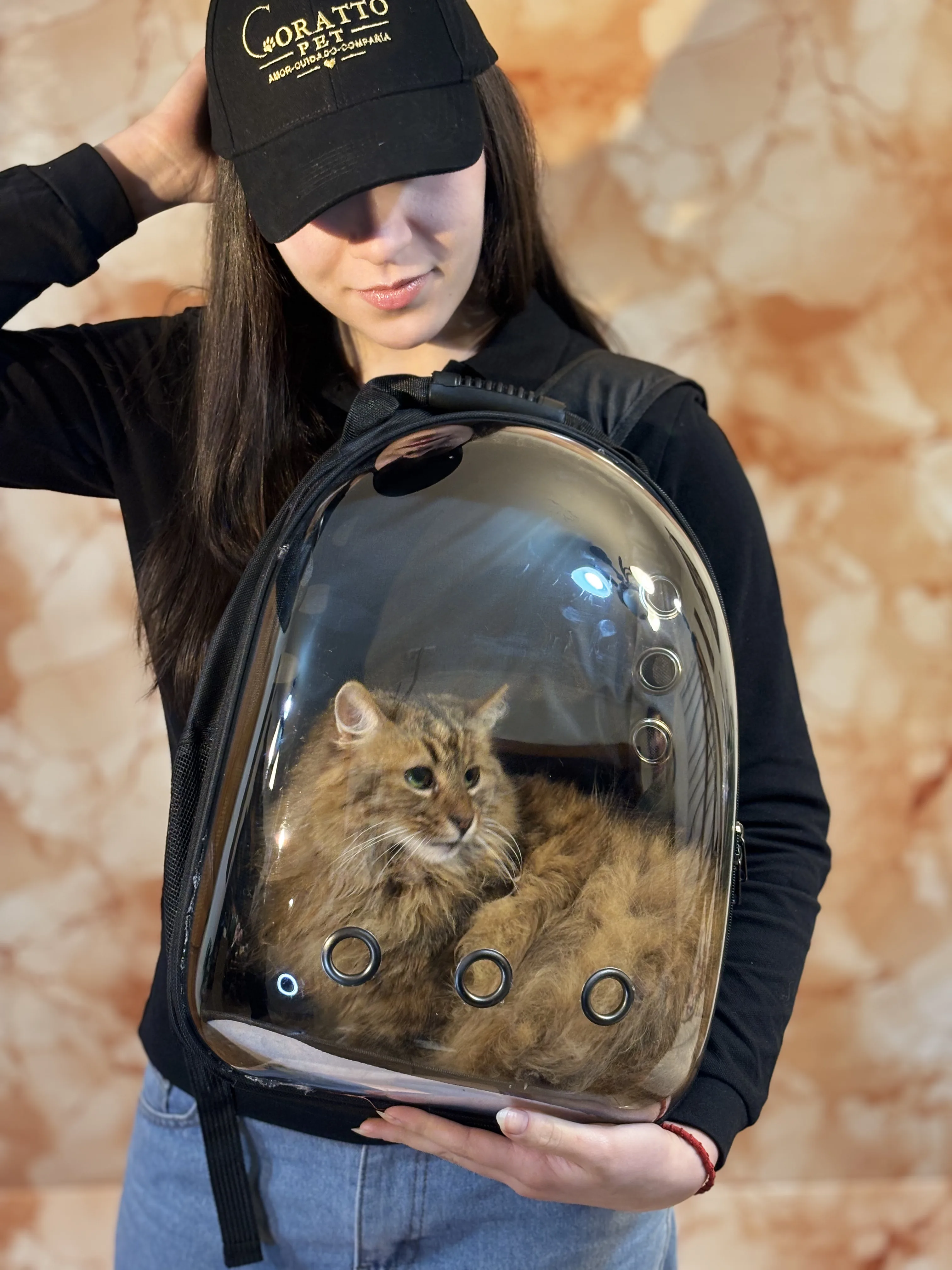 MOCHILA TRANSPORTADORA PARA GATOS TRANSPARENTE