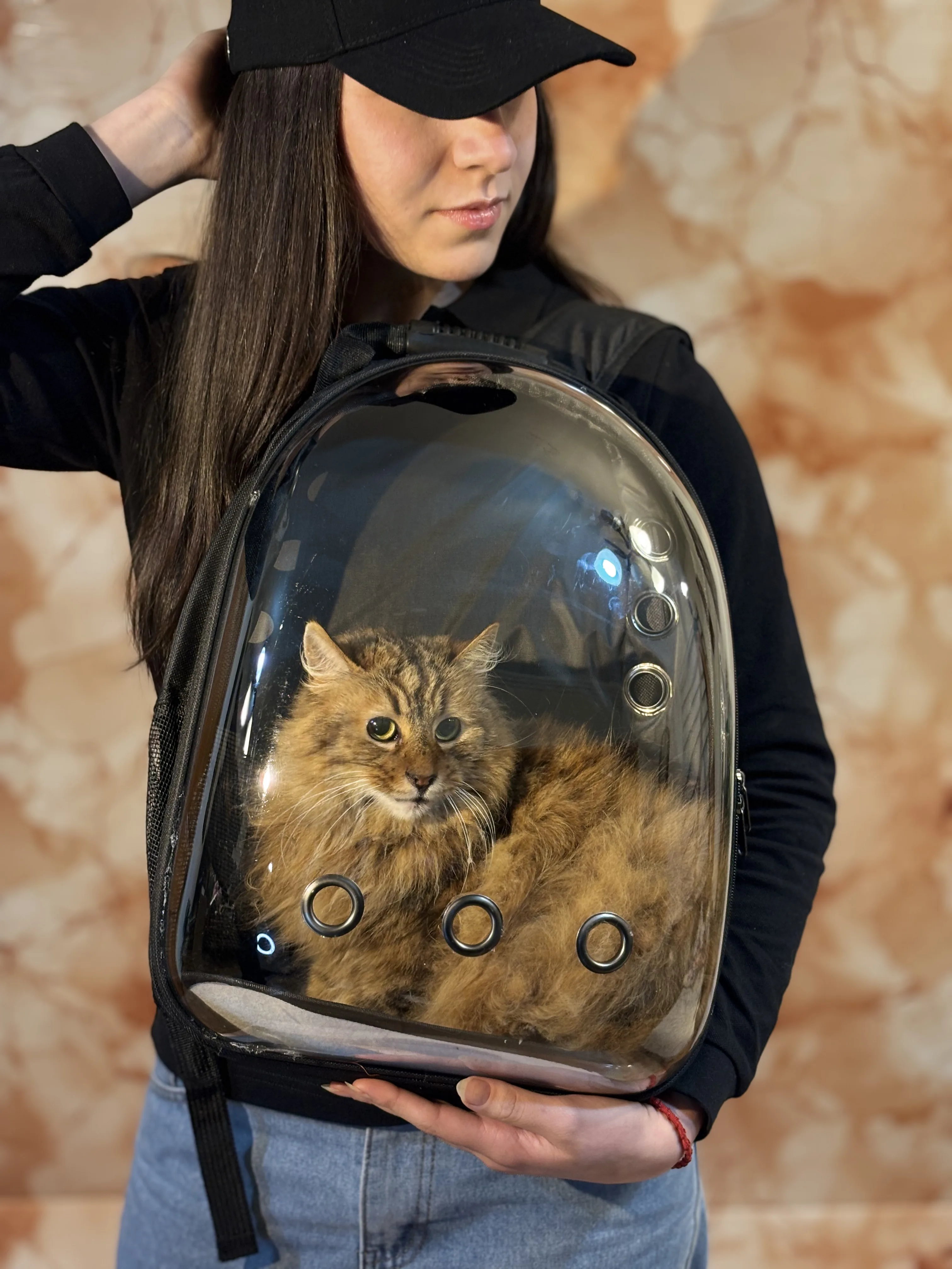 MOCHILA TRANSPORTADORA PARA GATOS TRANSPARENTE
