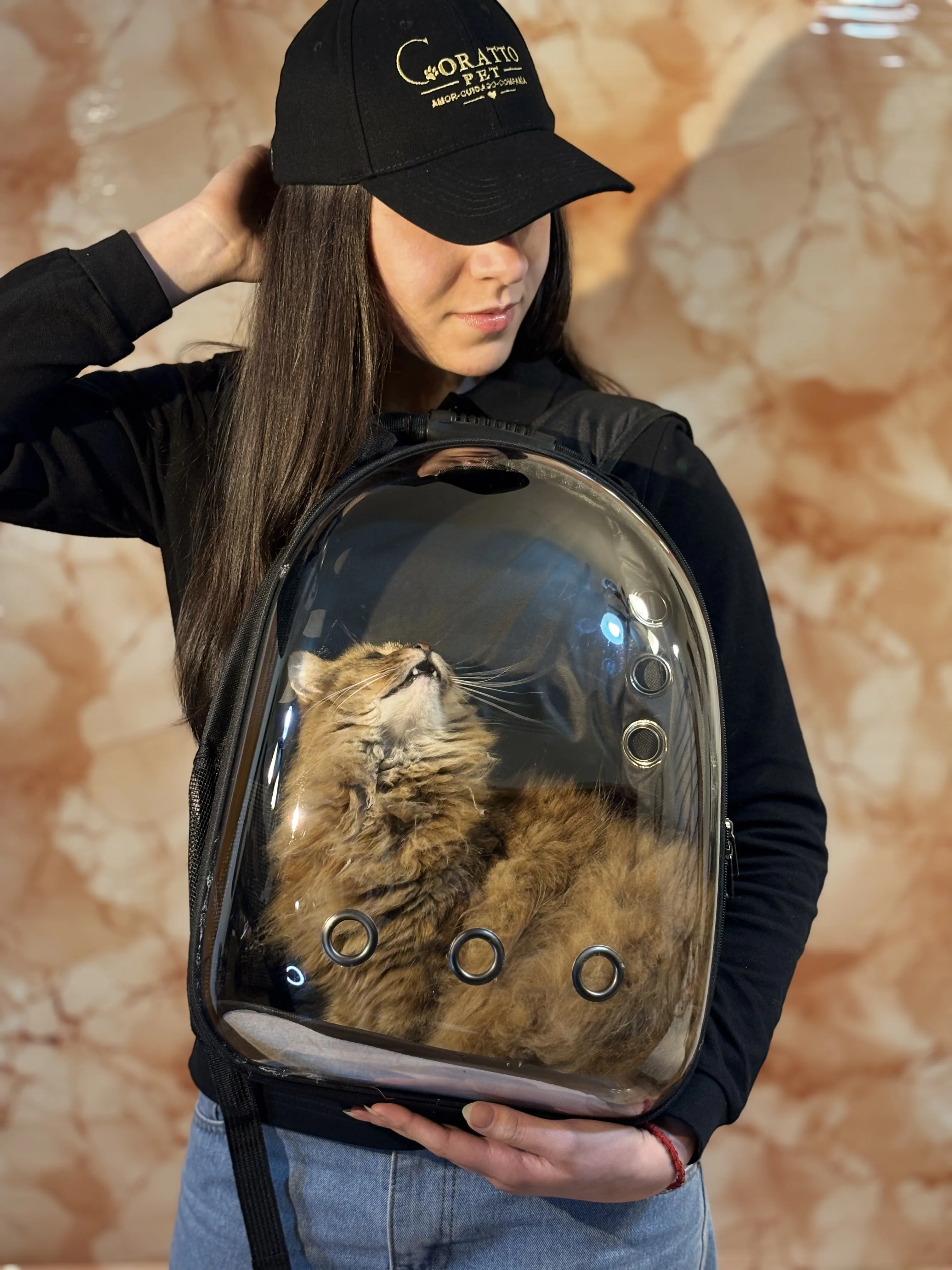 MOCHILA TRANSPORTADORA PARA GATOS TRANSPARENTE