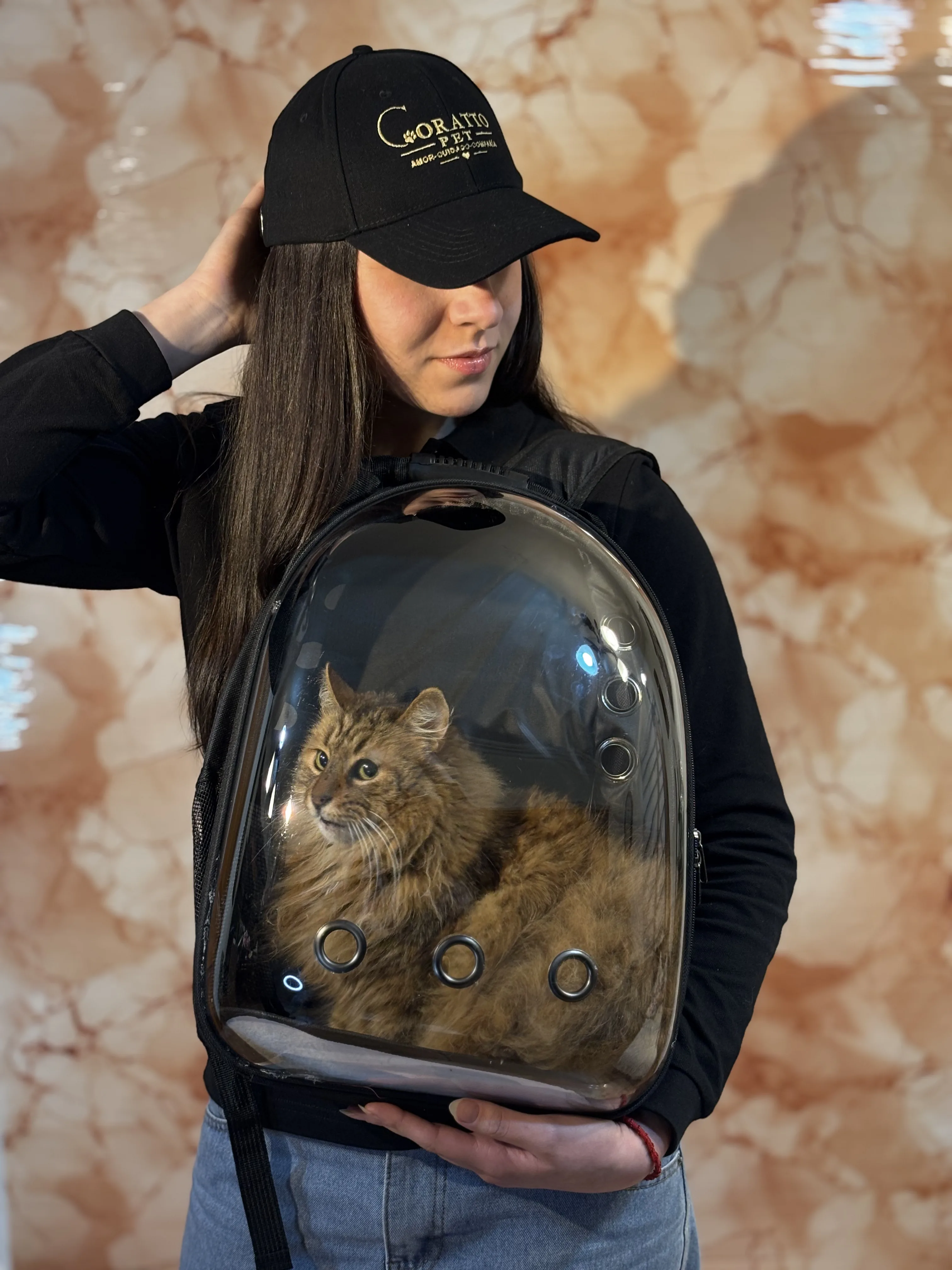 MOCHILA TRANSPORTADORA PARA GATOS TRANSPARENTE