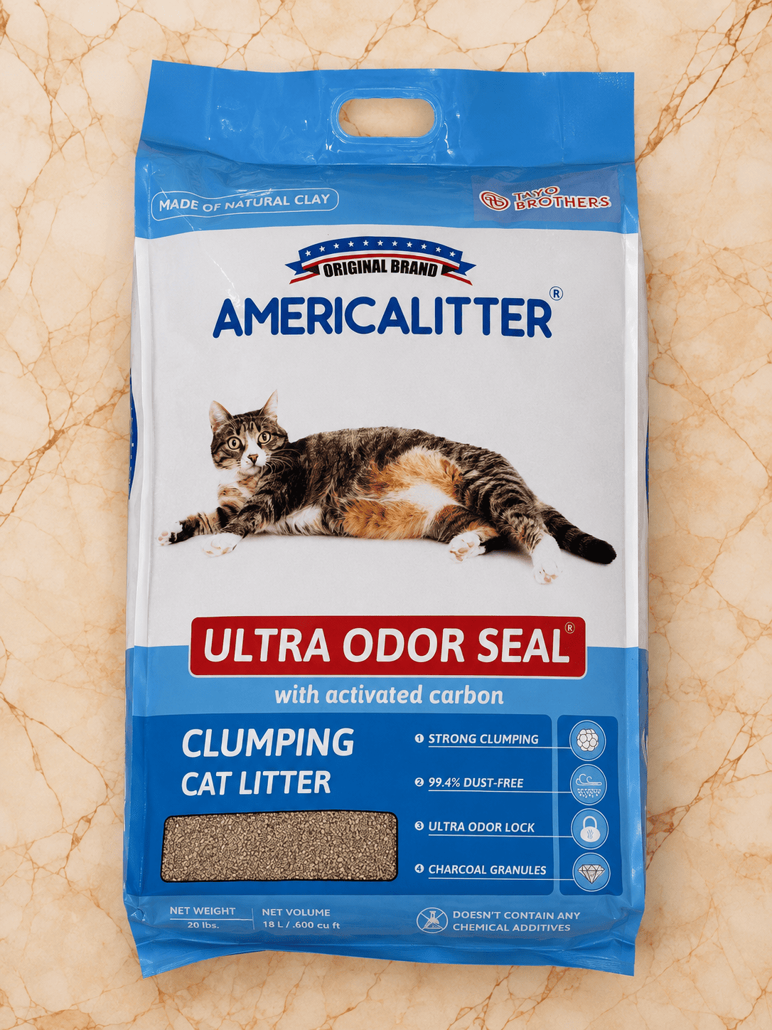 ARENA DE GATO ULTRA PREMIUM MARCA AMERICA LITTER 15 KG