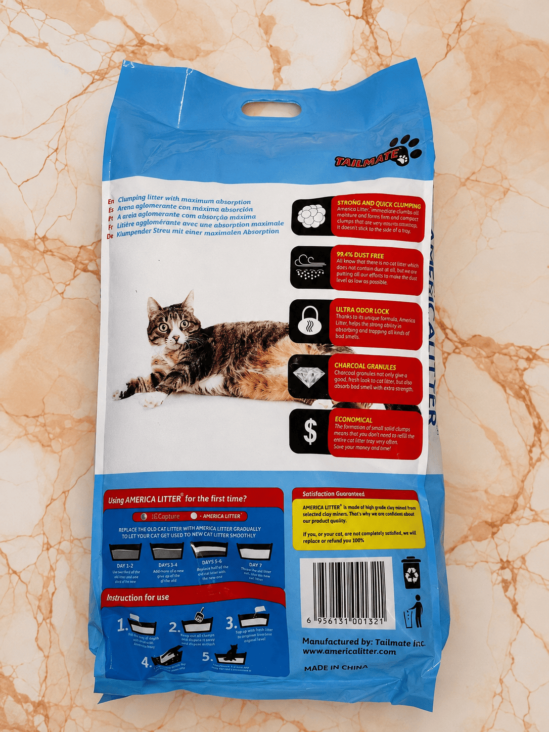 ARENA DE GATO ULTRA PREMIUM MARCA AMERICA LITTER 15 KG