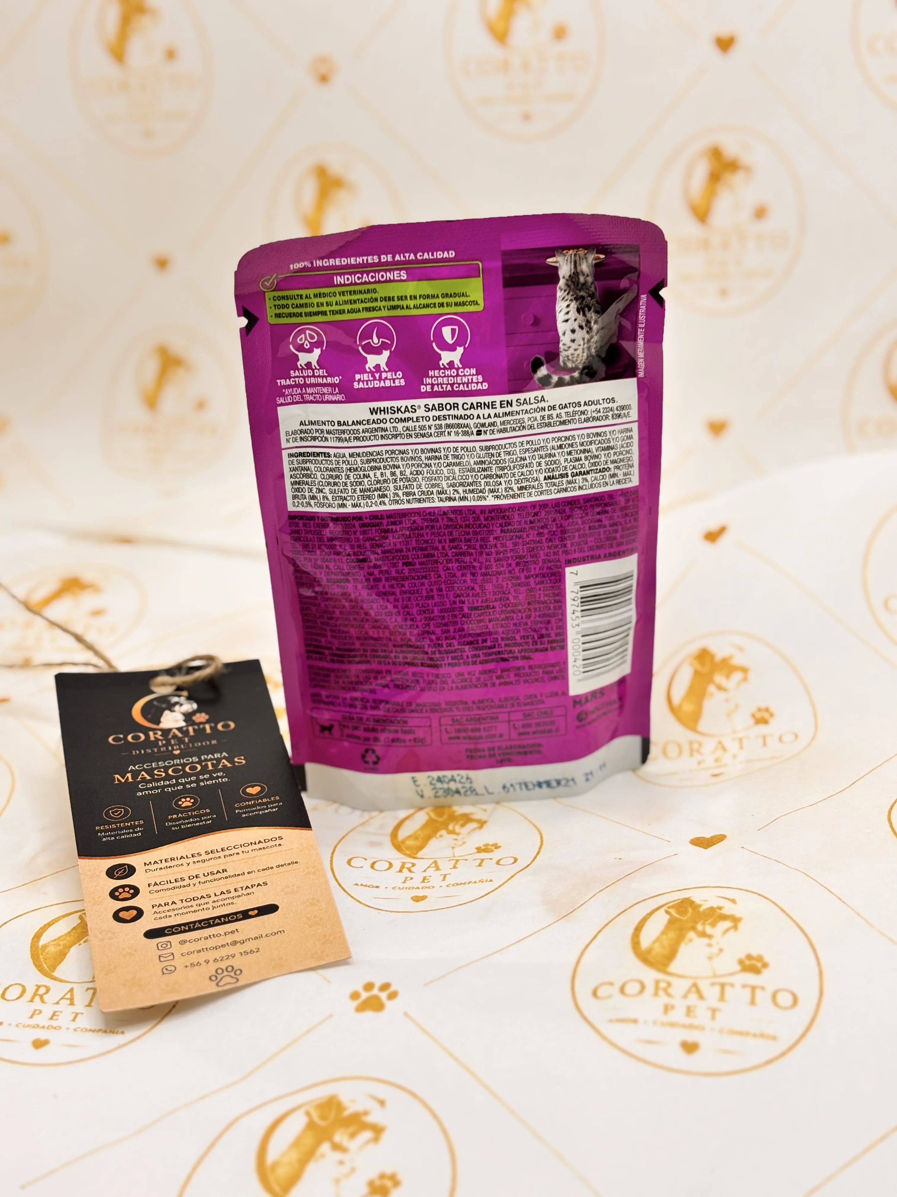 POUCH WHISKAS SABOR CARNE EN SALSA 85 GRS