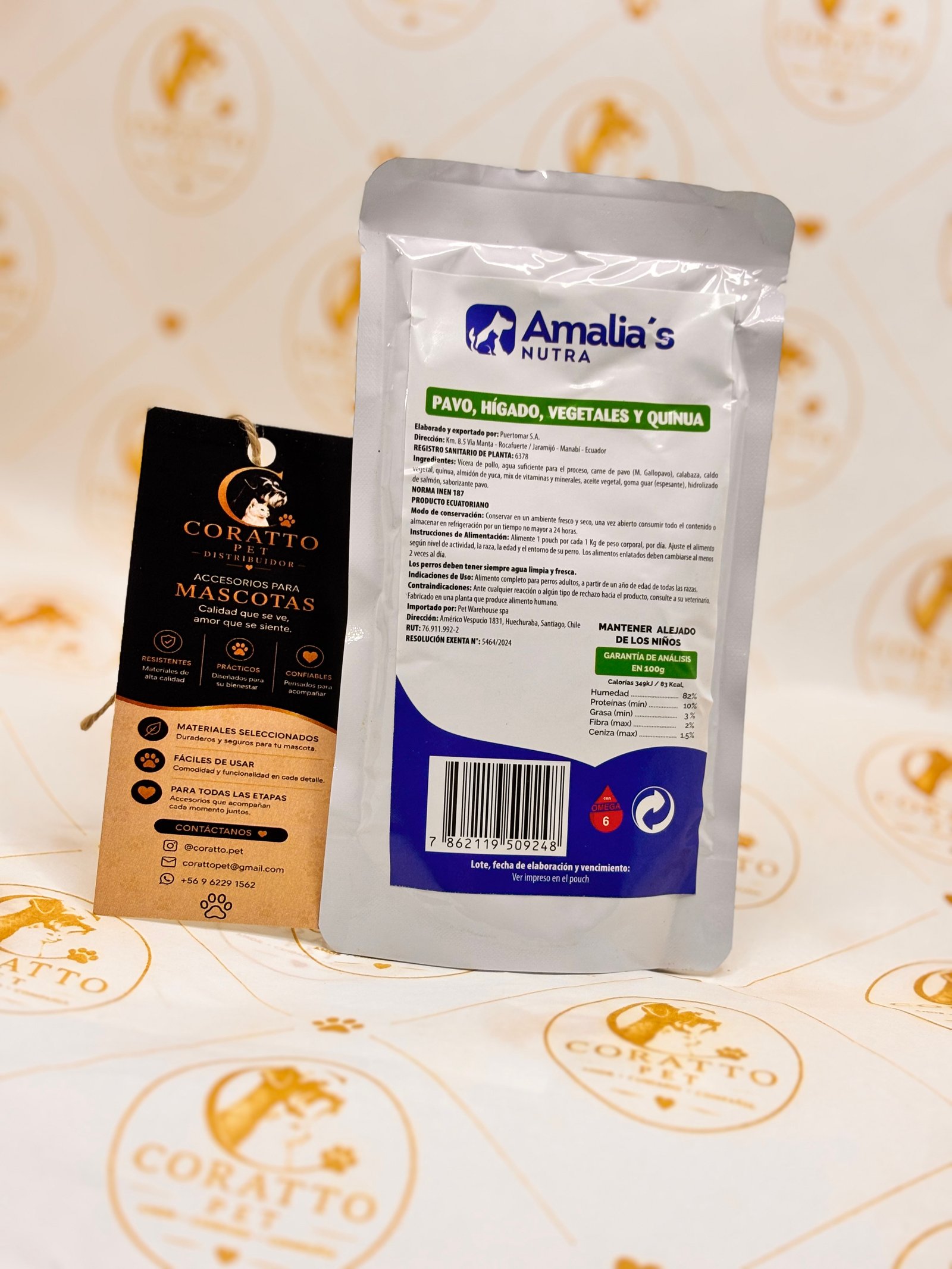 POUCH AMALIA'S NUTRA PERRO POUCH SABOR PAVO 100 GRS