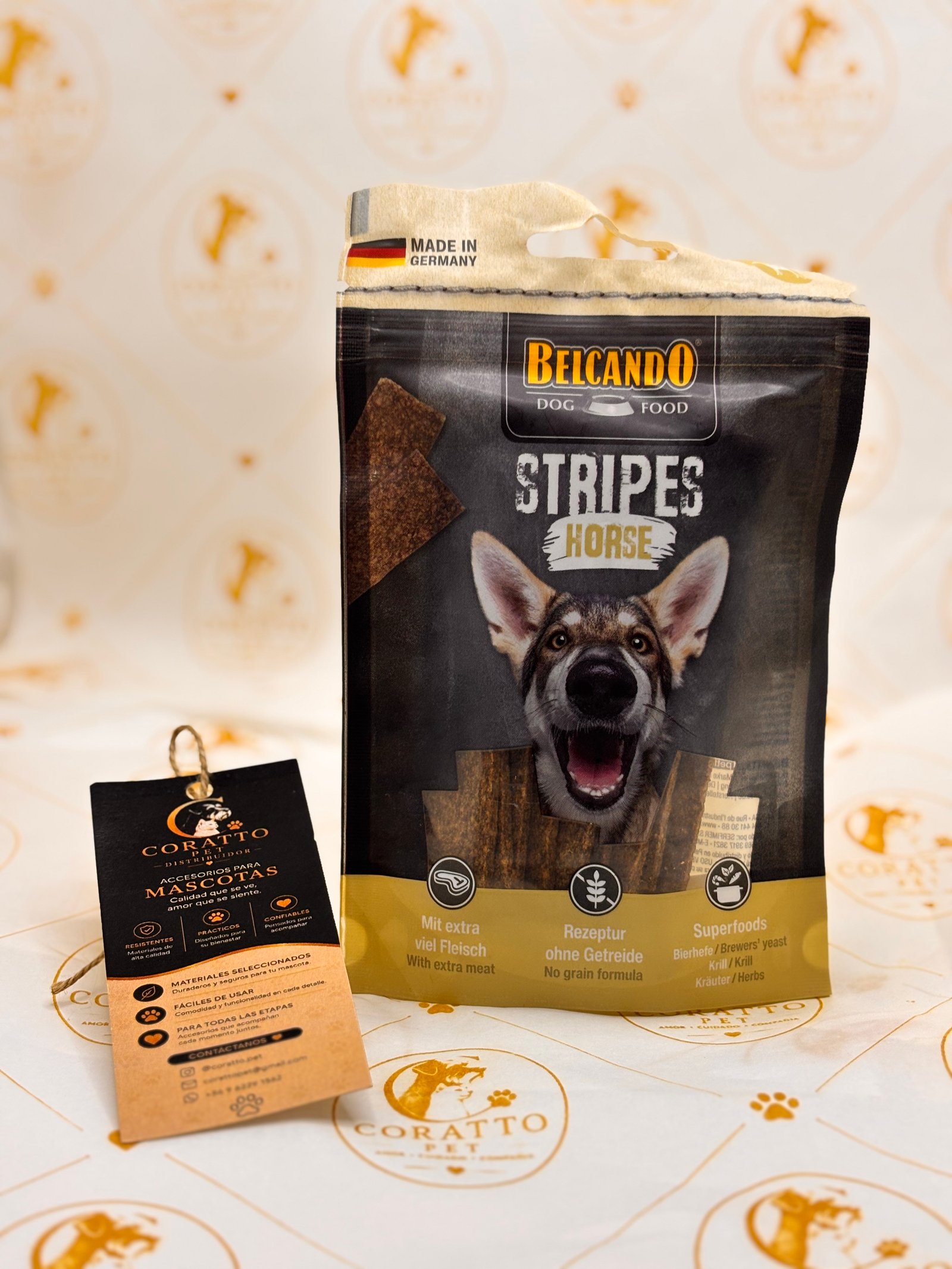BELCANDO SNACK STRIPES CABALLO 70 GRS