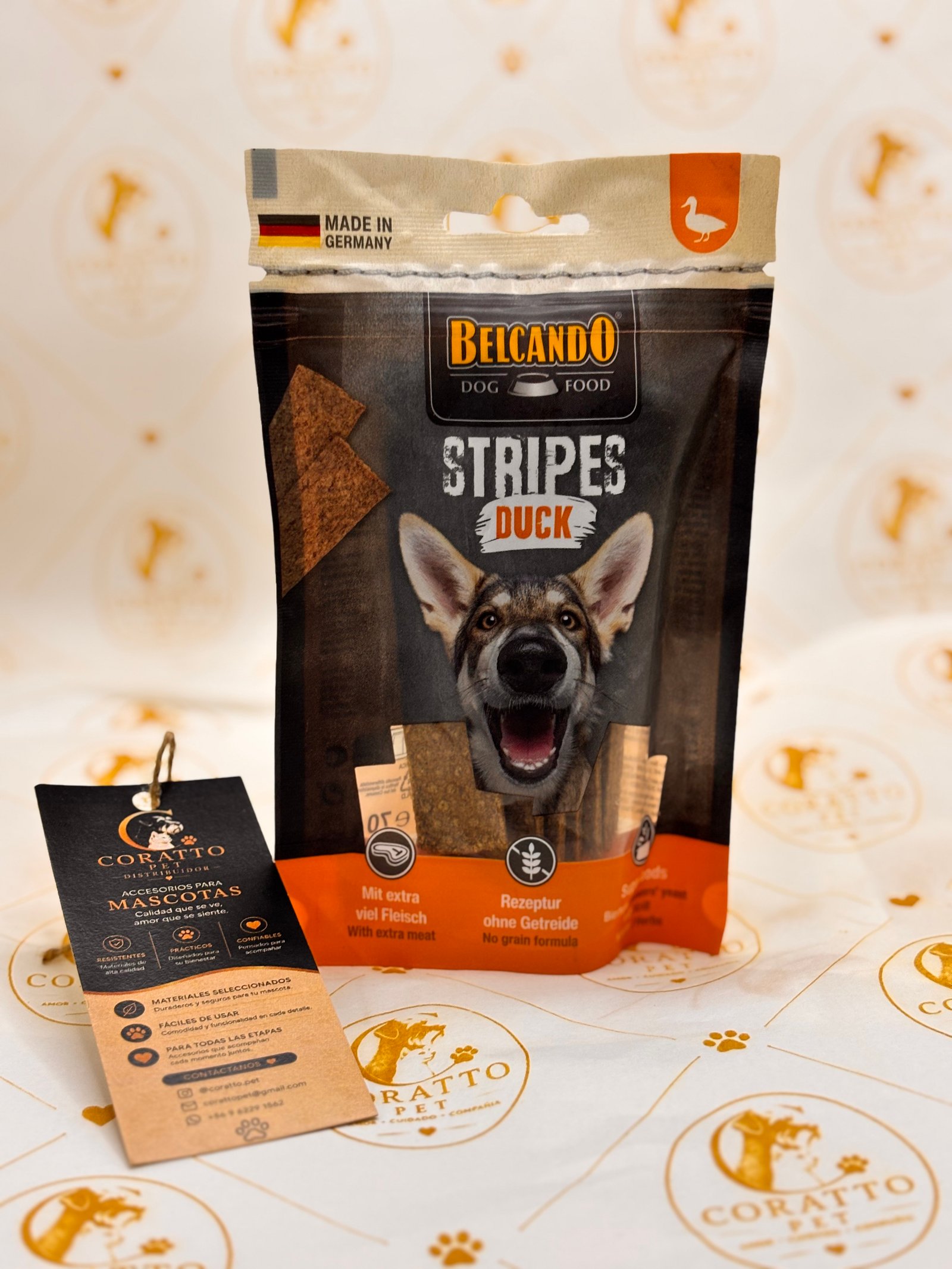 BELCANDO SNACK STRIPES PATO 70 GRS