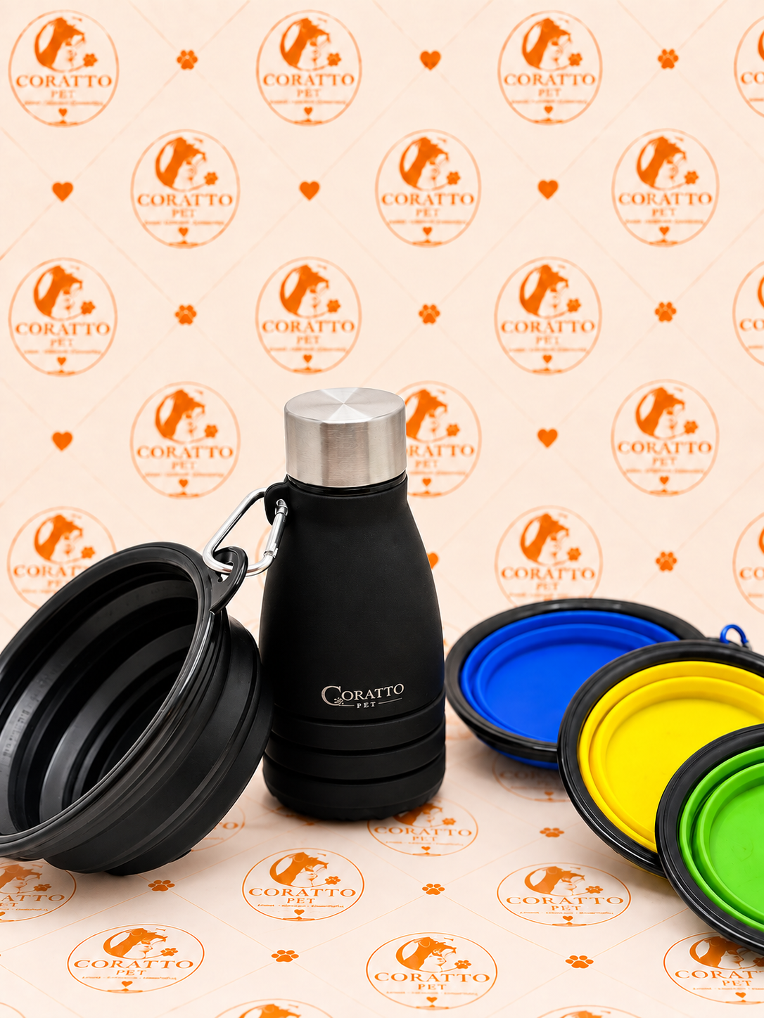 CONJUNTO BOTELLA PLEGABLE KALAP 500 ml + COMEDERO PLEGABLE VARIEDADES DE COLORES