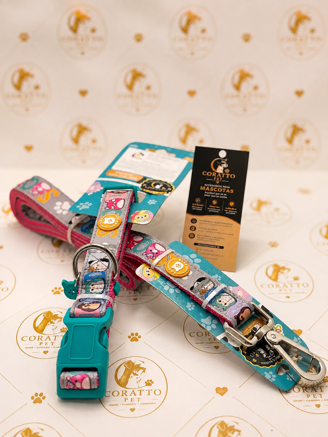 CONJUNTO COLLAR TEMÁTICA ANIMALES + CORREA