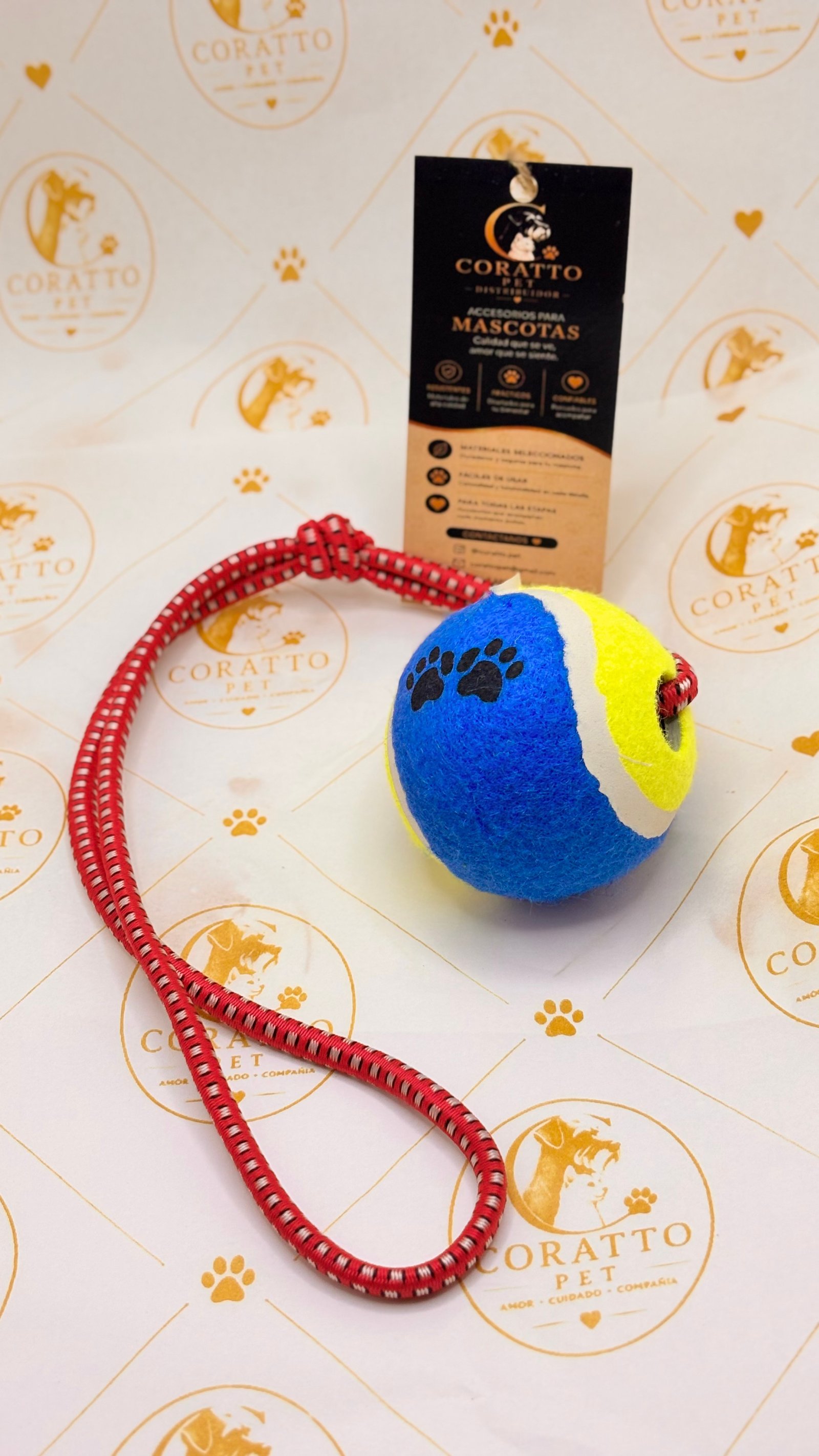 JUGUETE PARA PERRO CUERDA ELASTICA Y PELOTA TENIS