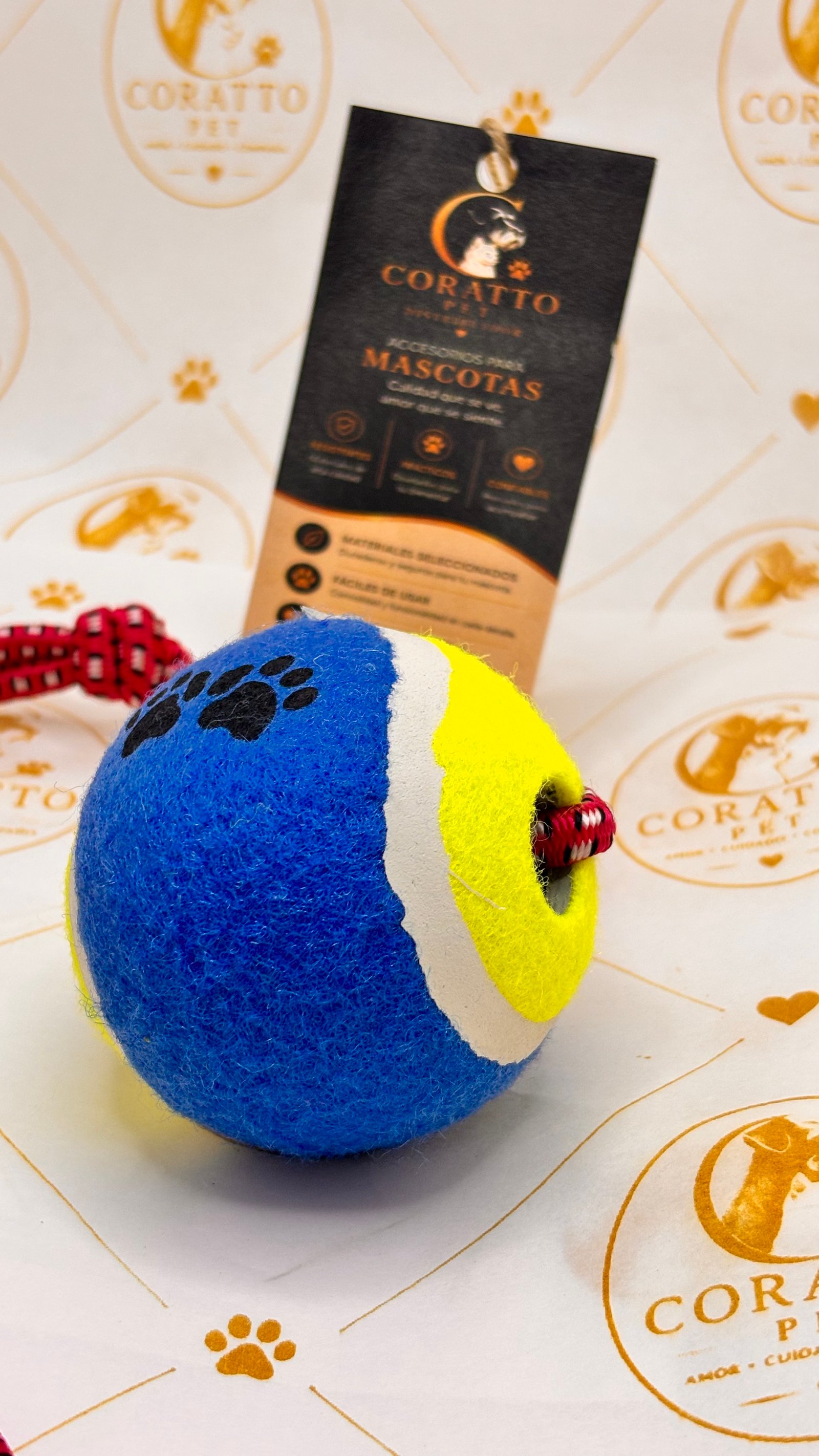 JUGUETE PARA PERRO CUERDA ELASTICA Y PELOTA TENIS
