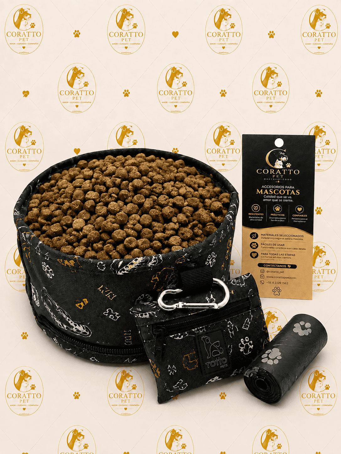 CONJUNTO BEBEDERO PLEGABLE BOLSITO + DISPENSADOR DE BOLSAS