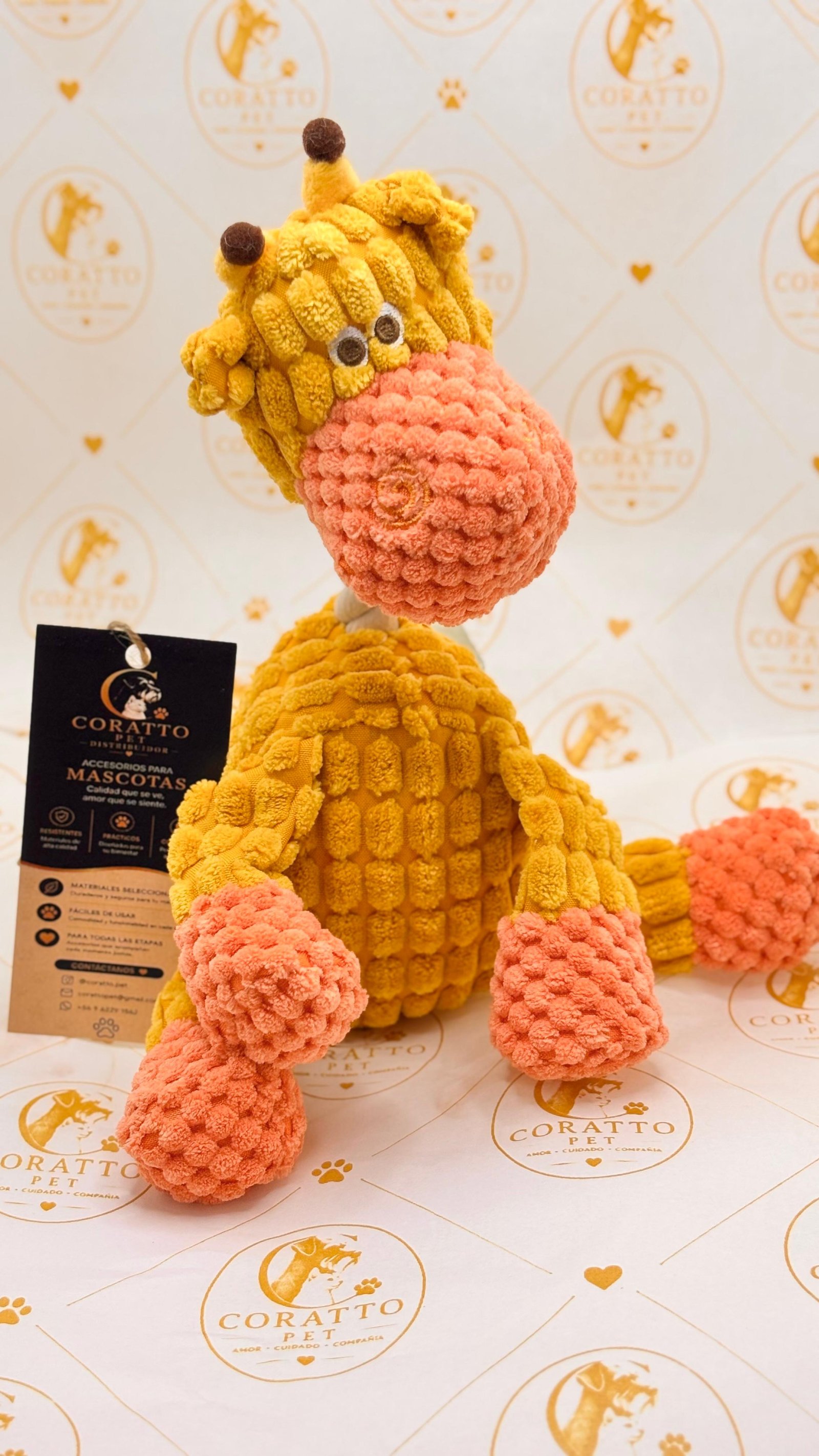 JUGUETE PELUCHE MORDEDOR PARA PERROS JIRAFA AMARILLA