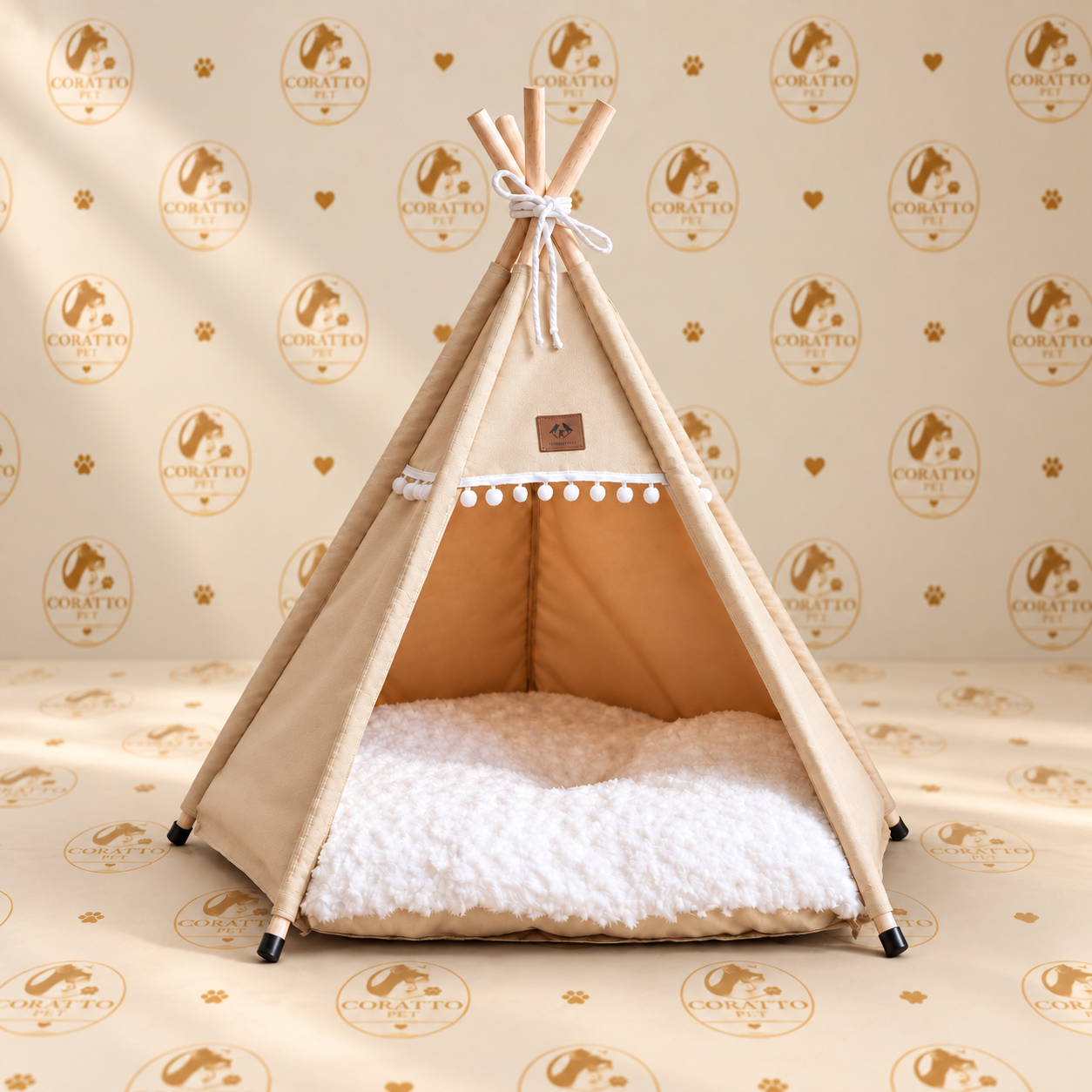 CAMA CARPA TIPI ESTILO BOHO-NÓRDICO COLOR CAQUI