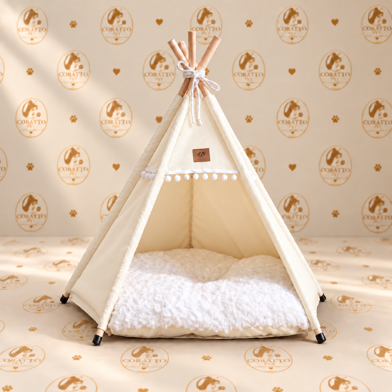CAMA CARPA TIPI ESTILO BOHO-NÓRDICO COLOR CREMOSO-BLANCO