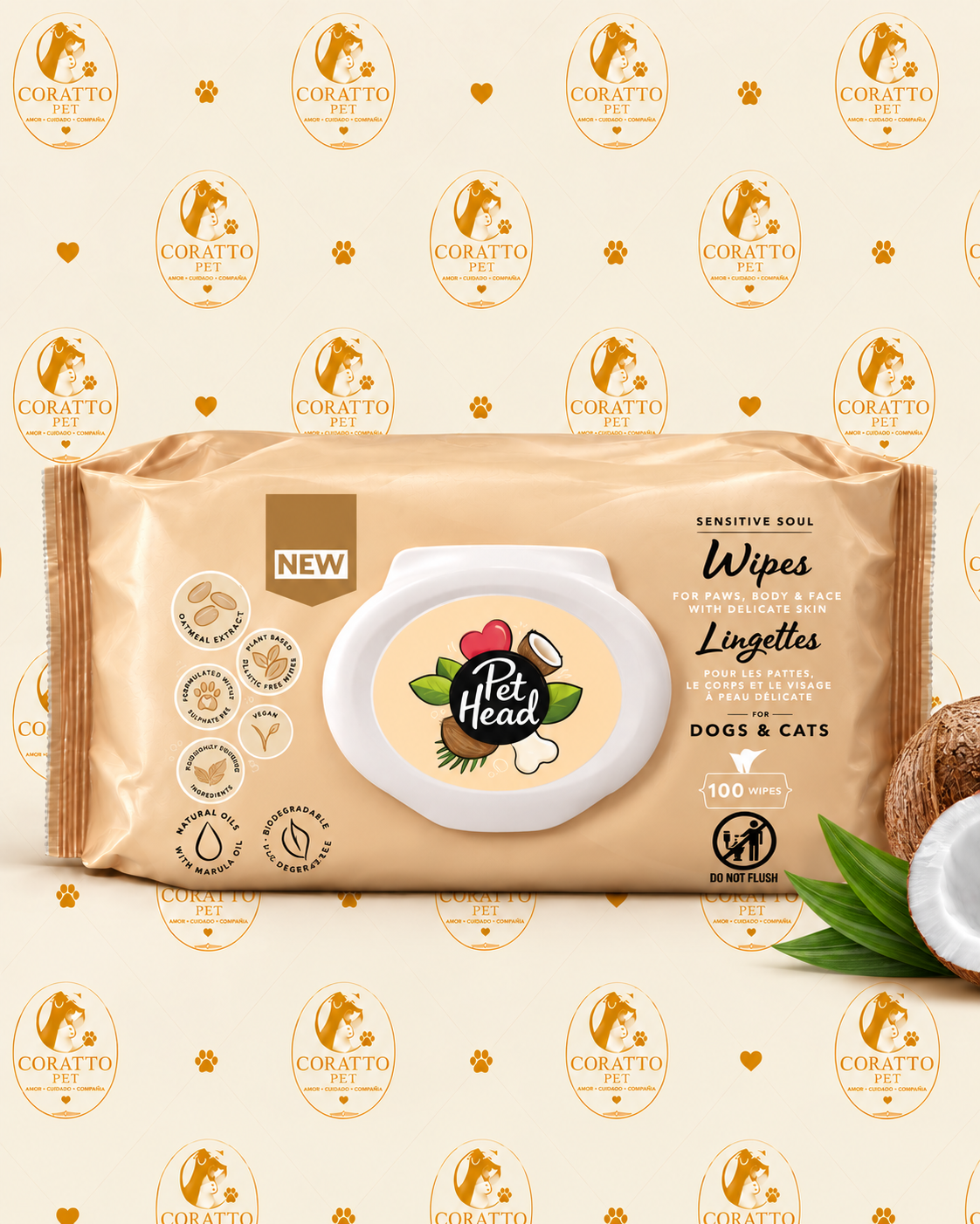 TOALLIAS HÚMEDAS PET HEAD SENSITIVE SOUL WIPES