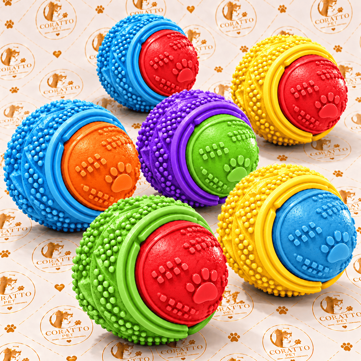 PELOTA INTERACTIVA DE TPR CON CHIFLE 6.5 cm