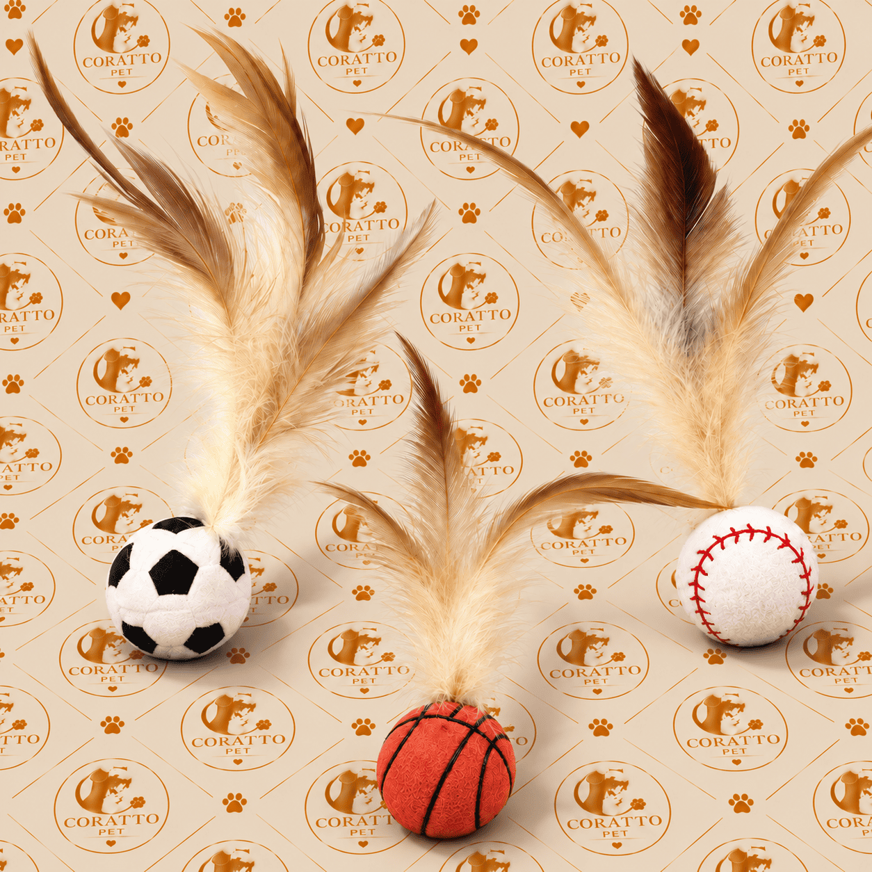 PACK PELOTAS DEPORTIVAS INTERACTIVAS CON PLUMAS PARA GATOS