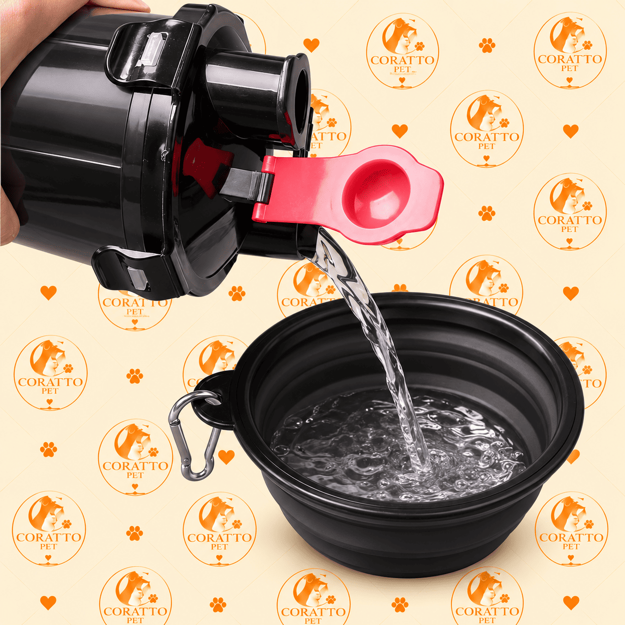BOTELLA DUAL PORTÁTIL 2 EN 1 CON PLATOS PLEGABLES