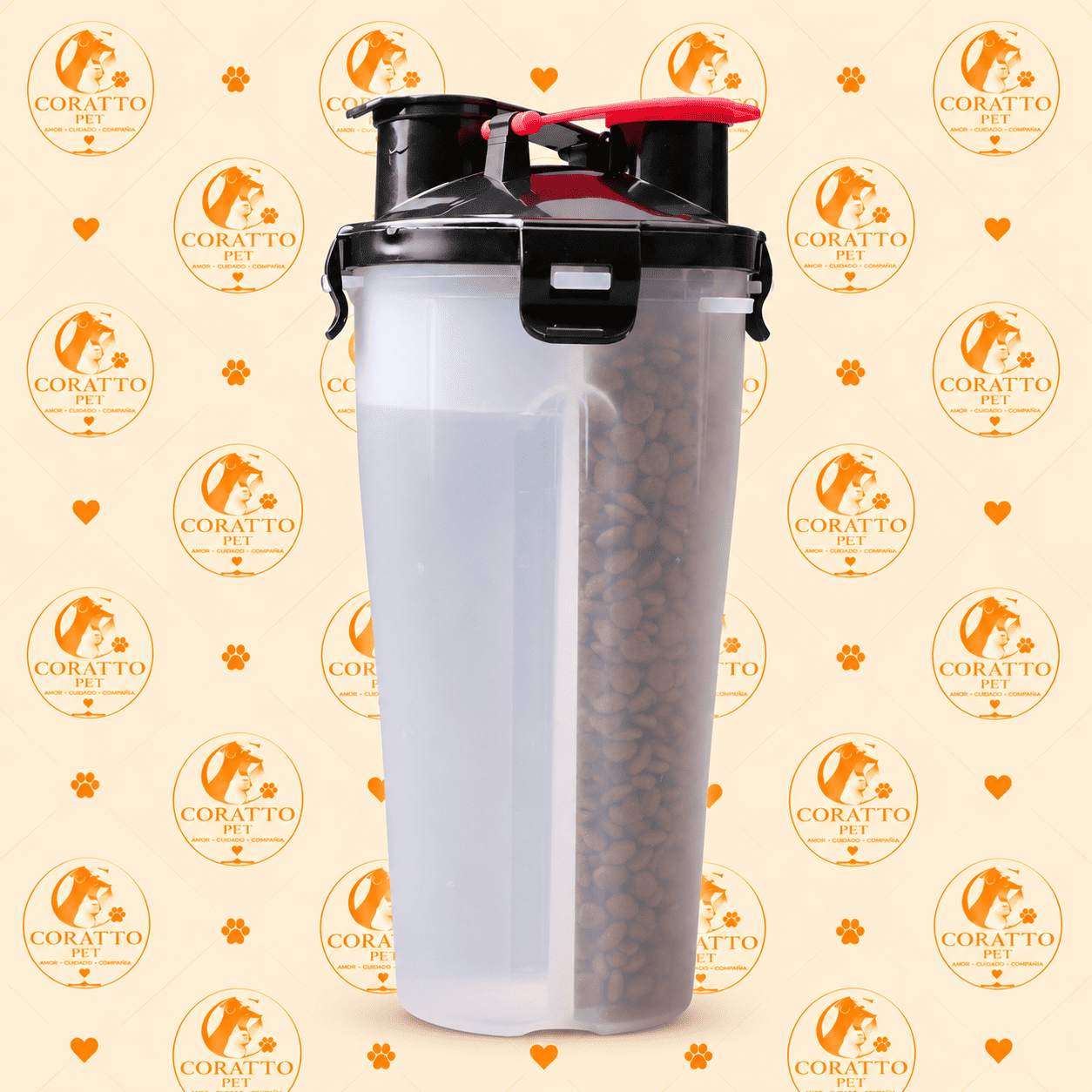 BOTELLA DUAL PORTÁTIL 2 EN 1 CON PLATOS PLEGABLES